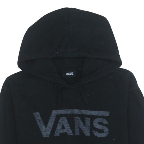 Vans Womens Black Pullover Hoodie Small Hooded Logo Cotton Blend