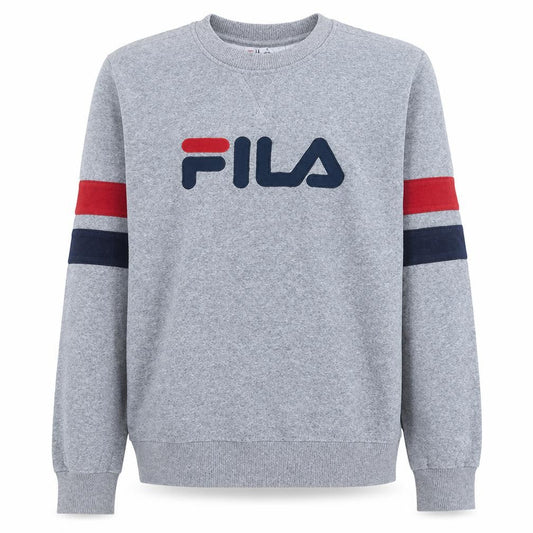 Front view of Fila Men's Grey Logo Pullover Sweatshirt M Retro Sports Style