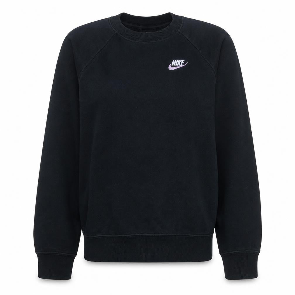 Front view of Nike women’s black xs pullover sweatshirt cotton blend crew neck