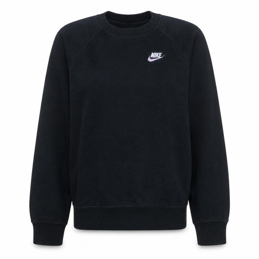 Front view of Nike women’s black xs pullover sweatshirt cotton blend crew neck