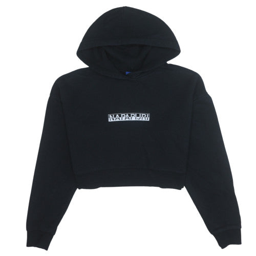 Napapijri Womens Black Cropped Pullover Hoodie Size M