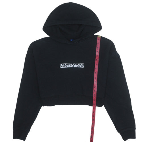 Napapijri Womens Black Cropped Pullover Hoodie Size M