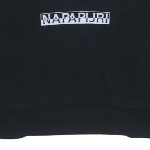 Napapijri Womens Black Cropped Pullover Hoodie Size M