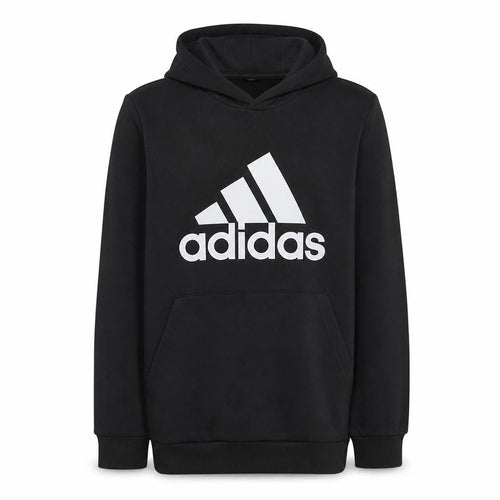 Adidas Boys Black Pullover Hoodie Size 13-14 Years Classic Logo Cotton Blend