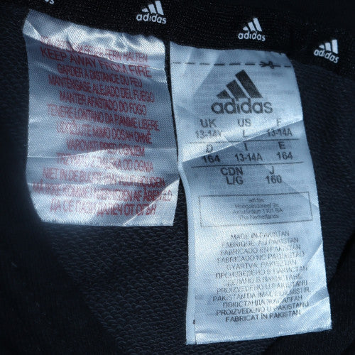 Adidas Boys Black Pullover Hoodie Size 13-14 Years Classic Logo Cotton Blend