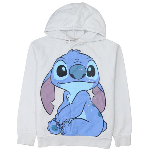 Disney Women White Lilo & Stitch Pullover Hoodie Size 12 Graphic Print