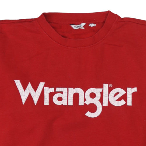 Wrangler Men's Red Logo Crew Neck Cotton Sweatshirt L