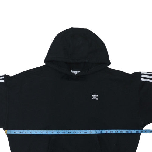 Adidas Women Black Size 10 Pullover Hoodie with Logo and Stripes