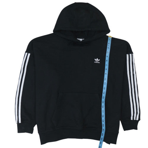 Adidas Women Black Size 10 Pullover Hoodie with Logo and Stripes