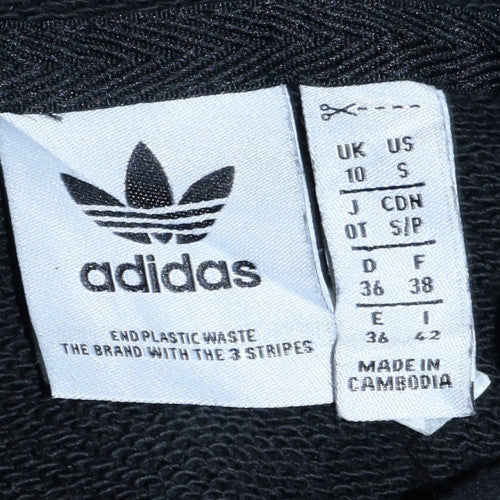 Adidas Women Black Size 10 Pullover Hoodie with Logo and Stripes