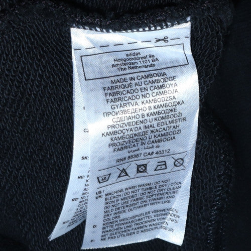 Adidas Women Black Size 10 Pullover Hoodie with Logo and Stripes