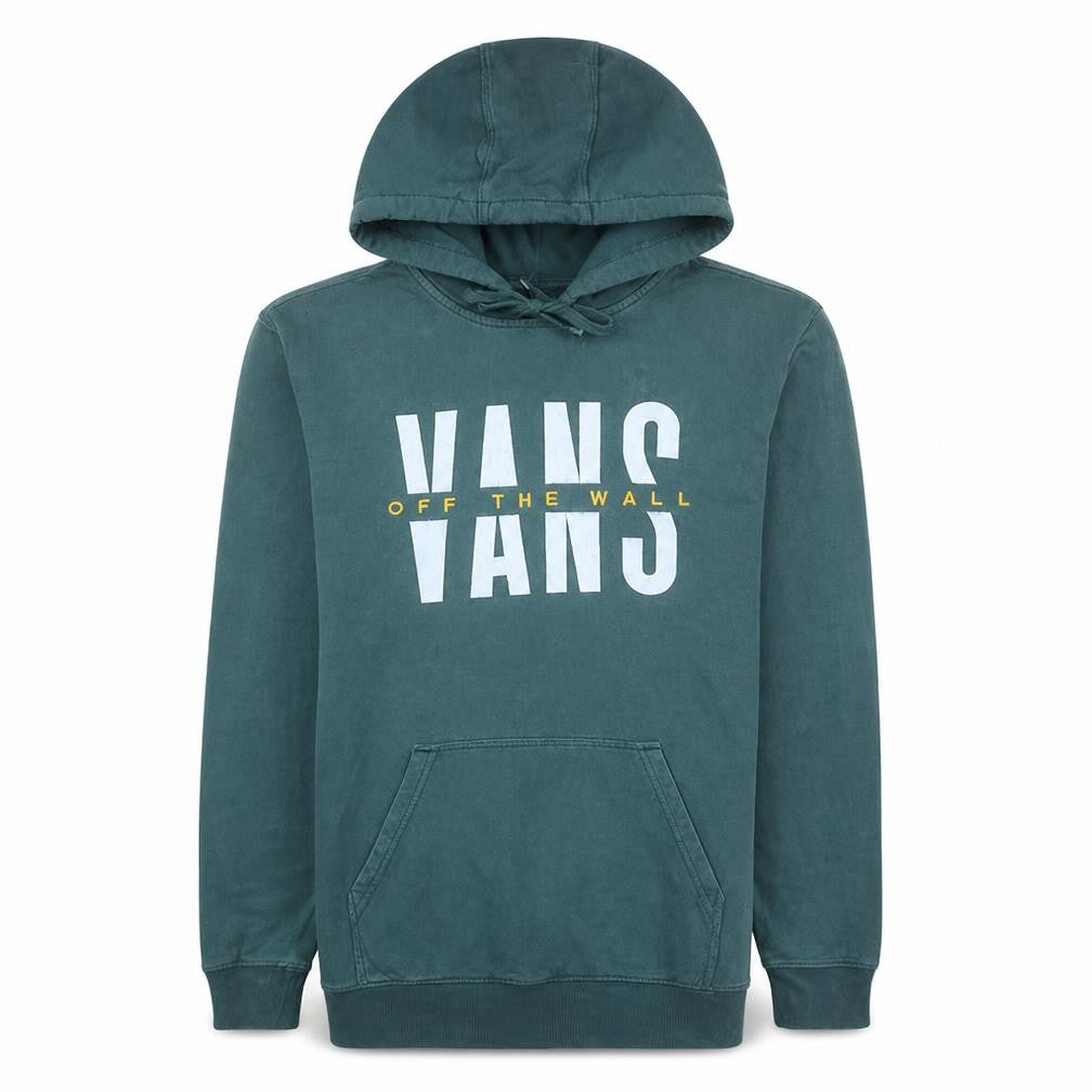Vans Men's Green Pullover Hoodie Small Logo Off The Wall Skate Fleece