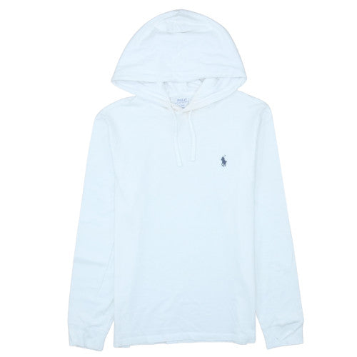 Ralph Lauren Boys White Pullover Hoodie M Cotton Jersey Long Sleeve