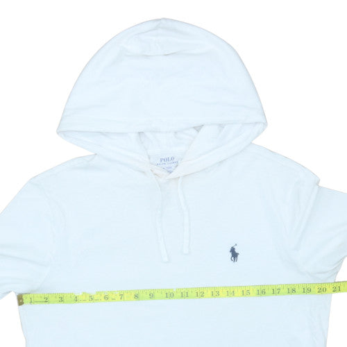 Ralph Lauren Boys White Pullover Hoodie M Cotton Jersey Long Sleeve