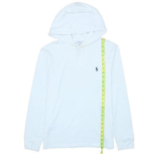 Ralph Lauren Boys White Pullover Hoodie M Cotton Jersey Long Sleeve