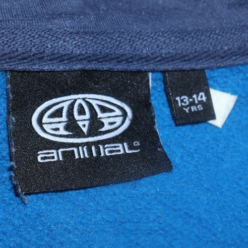 Animal Boys Blue 13-14 Years Full Zip Hoodie Cotton Blend Casual