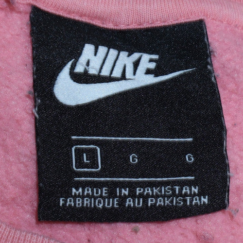 Nike Women's Pink Crew Neck Pullover Sweatshirt L Cotton Blend