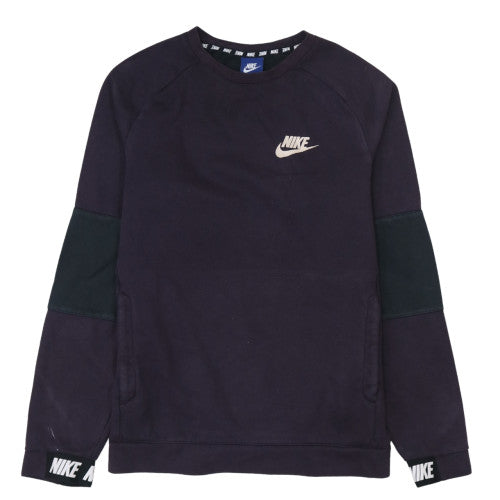 Nike Women Black Small Pullover Sweatshirt Crew Neck Logo Cotton Blend