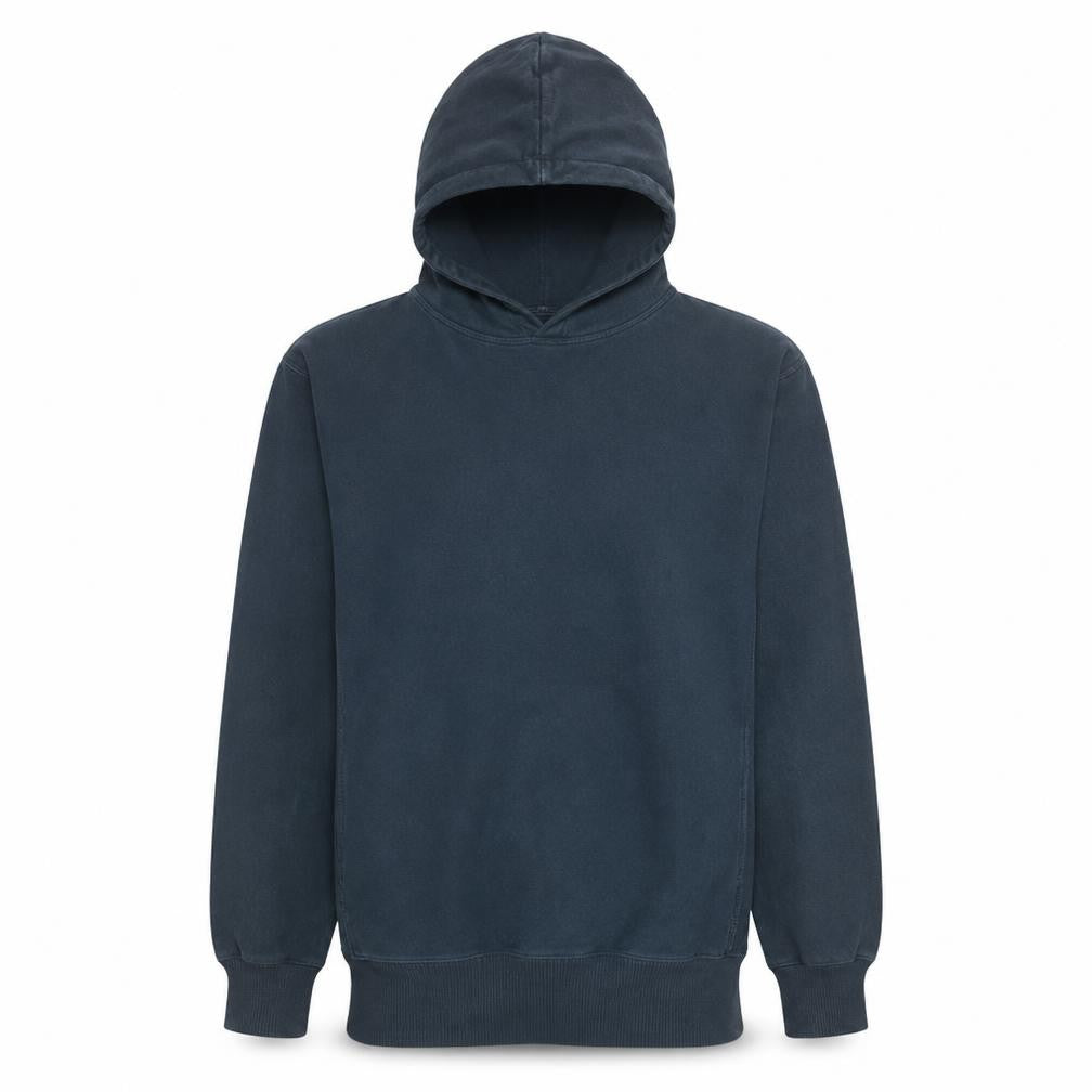 Front view of Champion Men's Blue Medium Pullover Hoodie Embroidered Logo