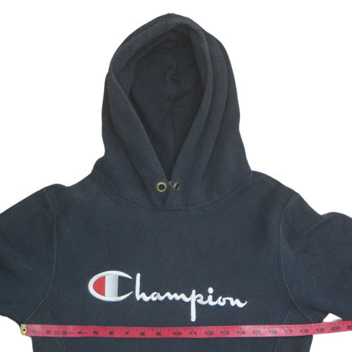 Champion Men's Blue Medium Pullover Hoodie Embroidered Logo