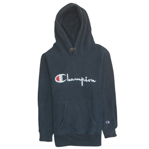 Champion Men's Blue Medium Pullover Hoodie Embroidered Logo