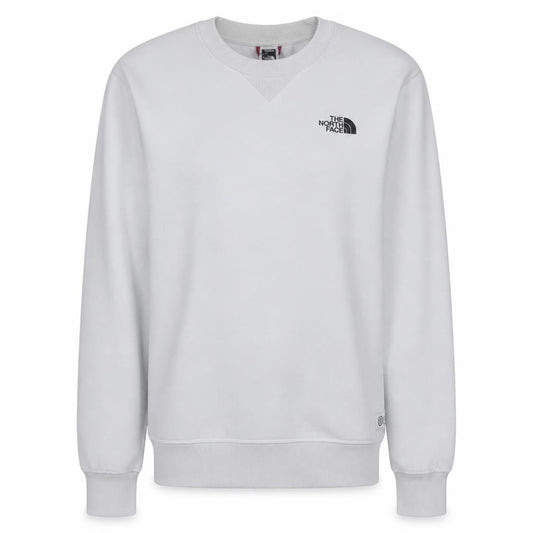 Front view of The North Face men’s white small crew neck pullover sweatshirt