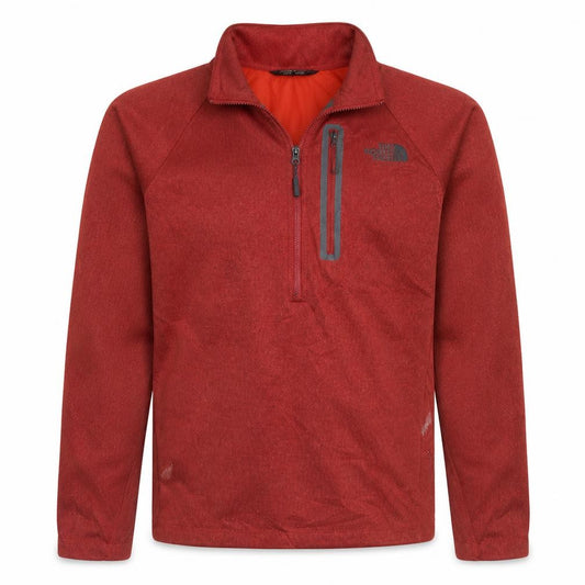 Front view of The North Face men’s red 1/4 zip fleece sweatshirt m regular