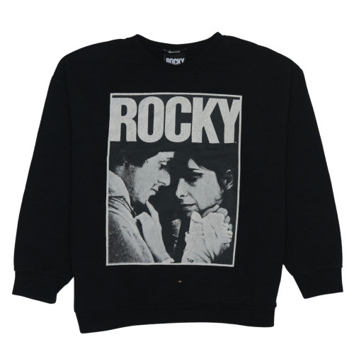 Rocky Black Graphic Print Sweatshirt Women M Pullover Crew Neck