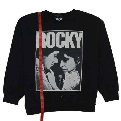 Rocky Black Graphic Print Sweatshirt Women M Pullover Crew Neck