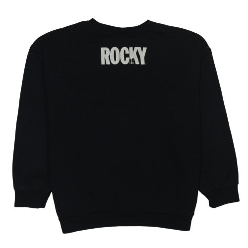 Rocky Black Graphic Print Sweatshirt Women M Pullover Crew Neck