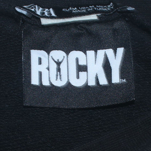 Rocky Black Graphic Print Sweatshirt Women M Pullover Crew Neck