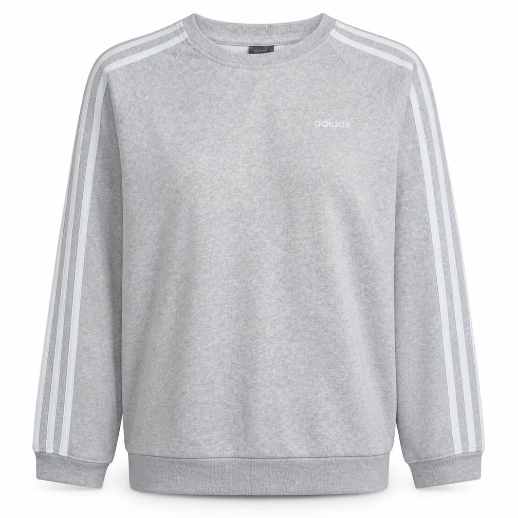 Front view of Adidas Women Grey Crew Neck Pullover Sweatshirt, size S