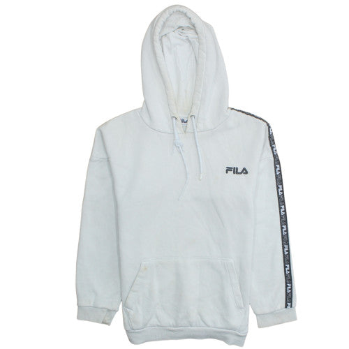 Fila Womens White Pullover Hoodie Size S Cotton Blend Casual