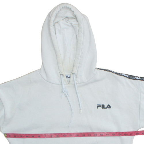 Fila Womens White Pullover Hoodie Size S Cotton Blend Casual