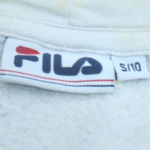 Fila Womens White Pullover Hoodie Size S Cotton Blend Casual