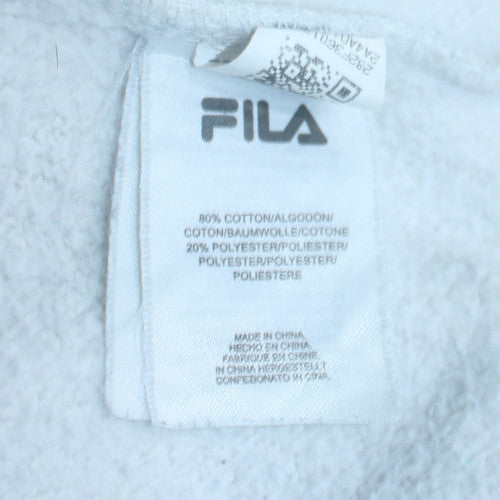 Fila Womens White Pullover Hoodie Size S Cotton Blend Casual