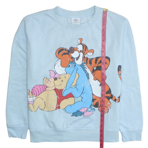 Disney Winnie the Pooh Blue Sweatshirt Women M Pullover Crew Neck Vintage Style
