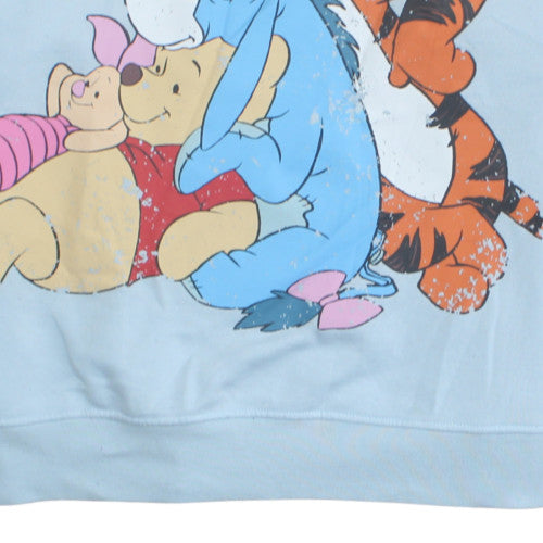 Disney Winnie the Pooh Blue Sweatshirt Women M Pullover Crew Neck Vintage Style