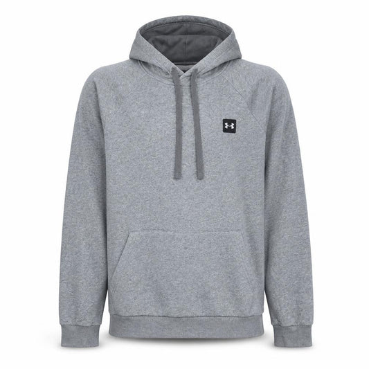 Front view of Under Armour Men’s Grey Pullover Hoodie Small Relaxed Fit Sportswear