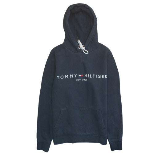 Tommy Hilfiger Men's Blue Pullover Hoodie S Logo Fleece Sweatshirt
