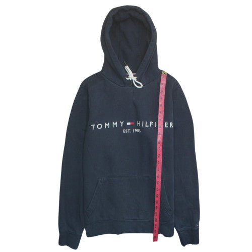 Tommy Hilfiger Men's Blue Pullover Hoodie S Logo Fleece Sweatshirt