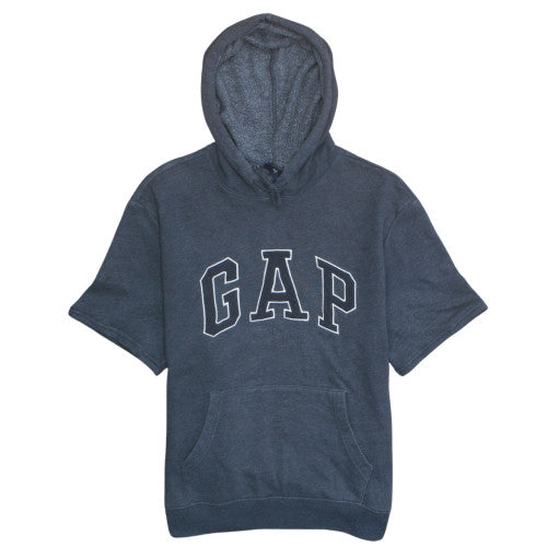 GAP Mens Grey Short Sleeve Pullover Hoodie L Fleece Logo