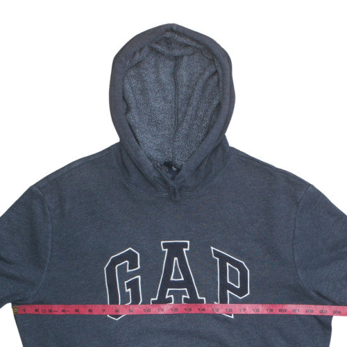 GAP Mens Grey Short Sleeve Pullover Hoodie L Fleece Logo