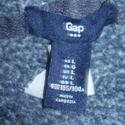 GAP Mens Grey Short Sleeve Pullover Hoodie L Fleece Logo