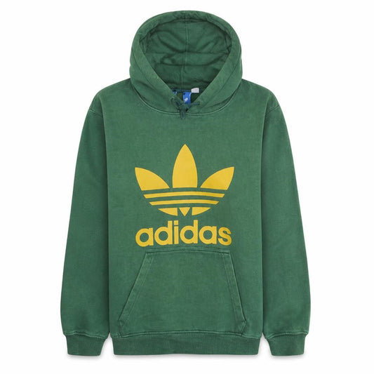 Front view of Adidas Men's Green Pullover Hoodie, size S, Graphic Sportswear