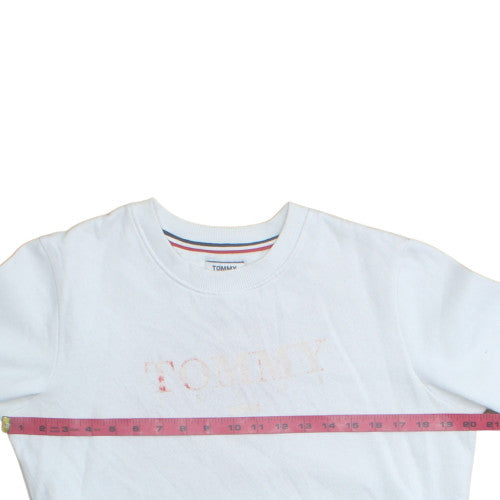 Tommy Jeans Womens White Small Crew Neck Cotton Sweatshirt