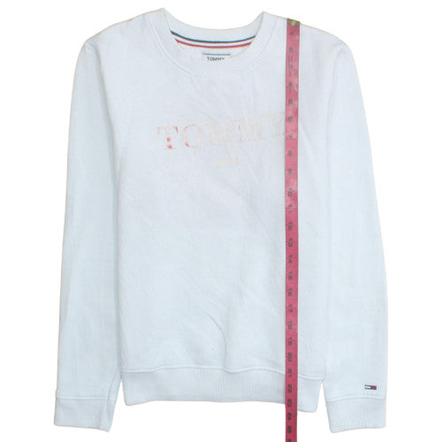 Tommy Jeans Womens White Small Crew Neck Cotton Sweatshirt