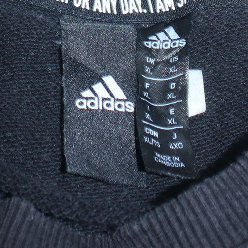 Adidas Mens Black XL Pullover Crew Neck Logo Sweatshirt