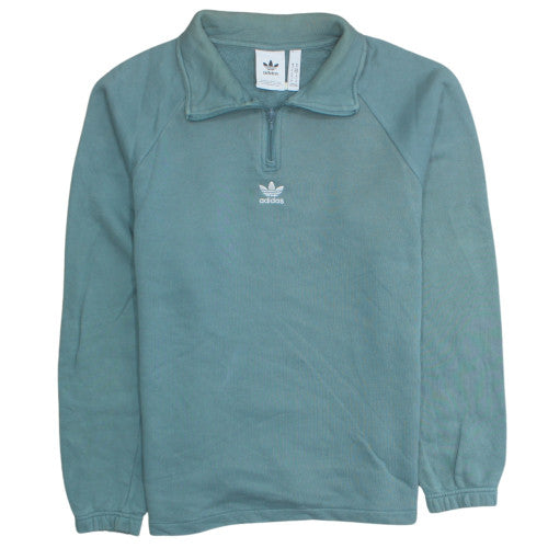 Adidas Womens Green 1/4 Zip Henley Sweatshirt Size M Regular Fit