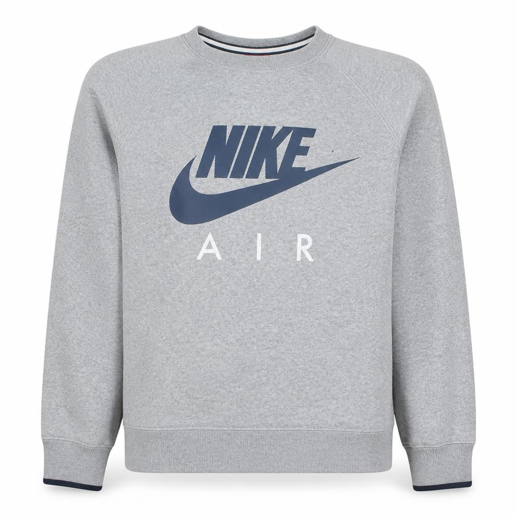 Front view of Nike Air men’s grey crew neck sweatshirt m cotton blend